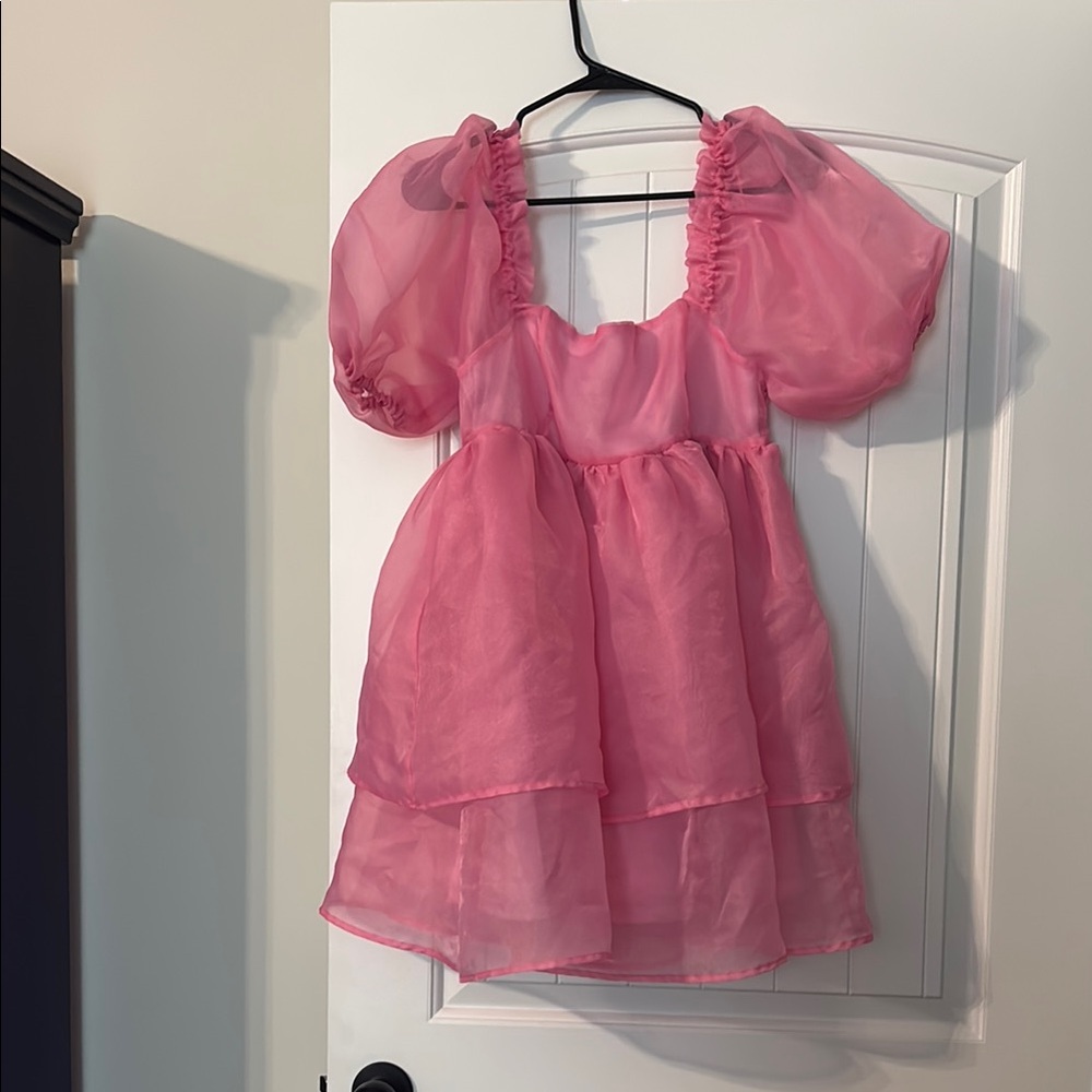 Pink Puff Sleeve Dress